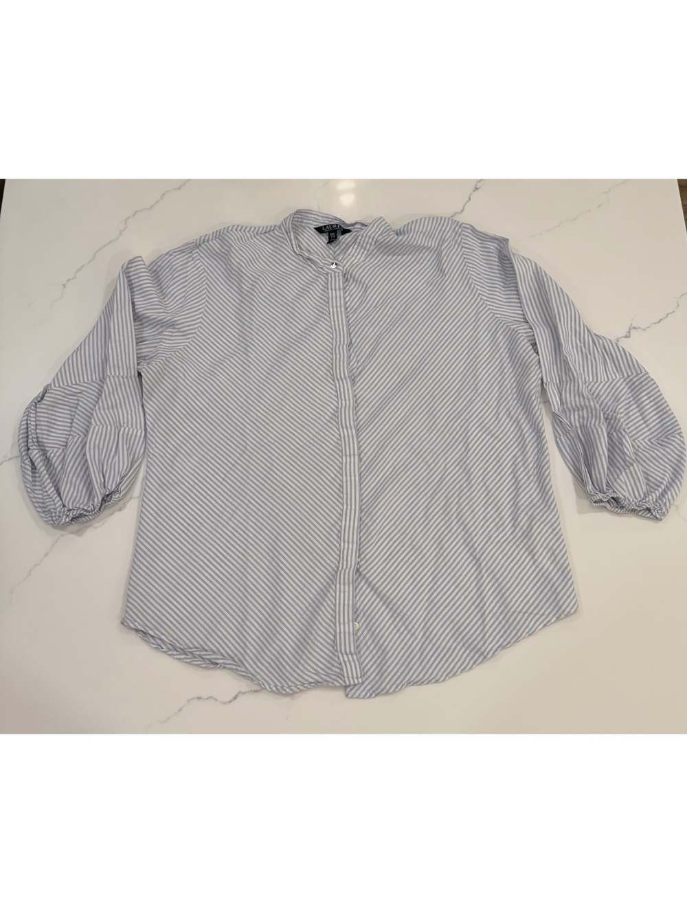 Lauren Ralph Lauren Button Down Casual Blue White Striped Shirt Size 2XL